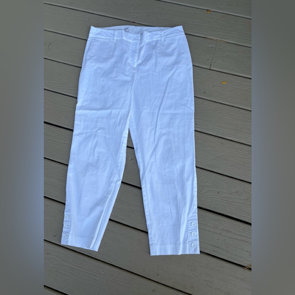 Talbots White Perfect Crop Pants, Size: 10